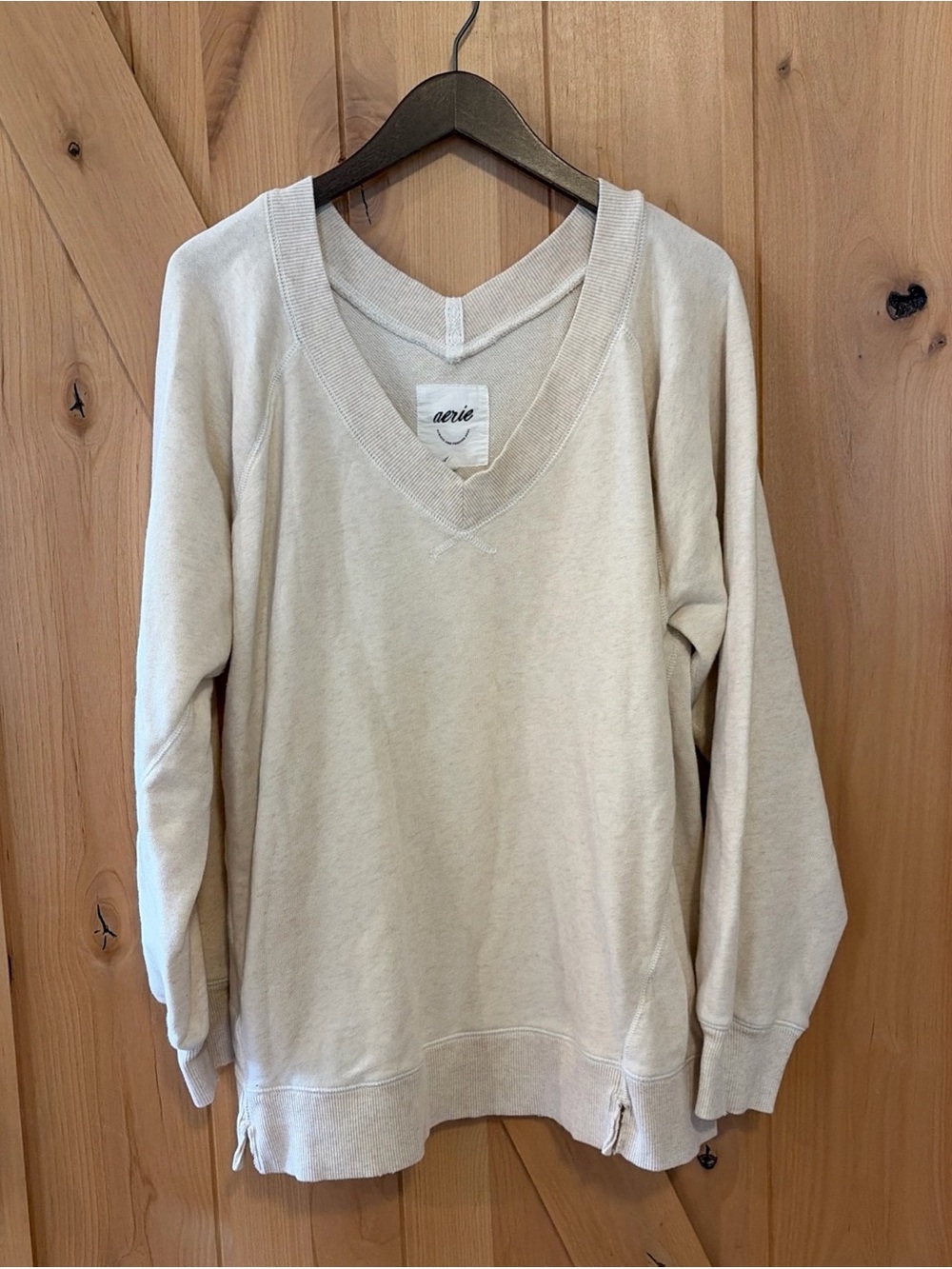 Lot Of 4 Aerie Pullover Crewneck Sweatshirt Large Oversized Pink Gray - Picture 4 of 11